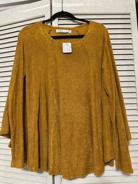 Free People Beach Julianna Golden Mustard Long-Sleeve Swing Tunic